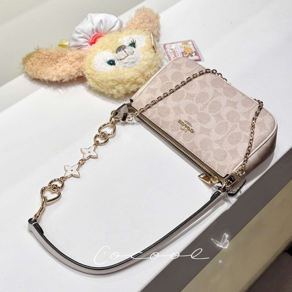 New Coach Nolita 19 In Signature Canvas CW426 (Sand/chalk )+ 2 Chains - Picture 2 of 12